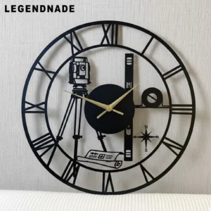 Surveyor Metal Wall Clock, Construction Engineer Gift, Civil Engineer Office Clock, Architecture Wall Art