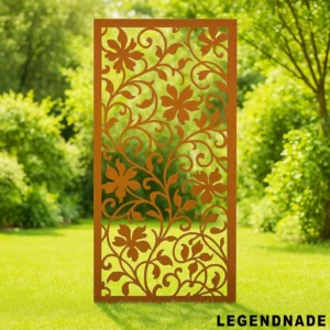 Personalized Floral Metal Garden Panel, Elegant Steel Privacy Screen, Outdoor Decoration for Patio & Garden Fence