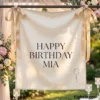 Custom Birthday Linen Sign, Modern Minimalist Decor, Personalized Event Banner