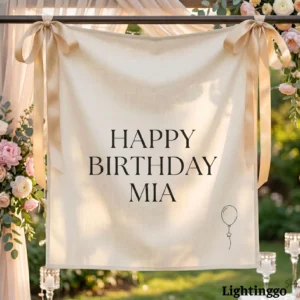 Custom Birthday Linen Sign, Modern Minimalist Decor, Personalized Event Banner